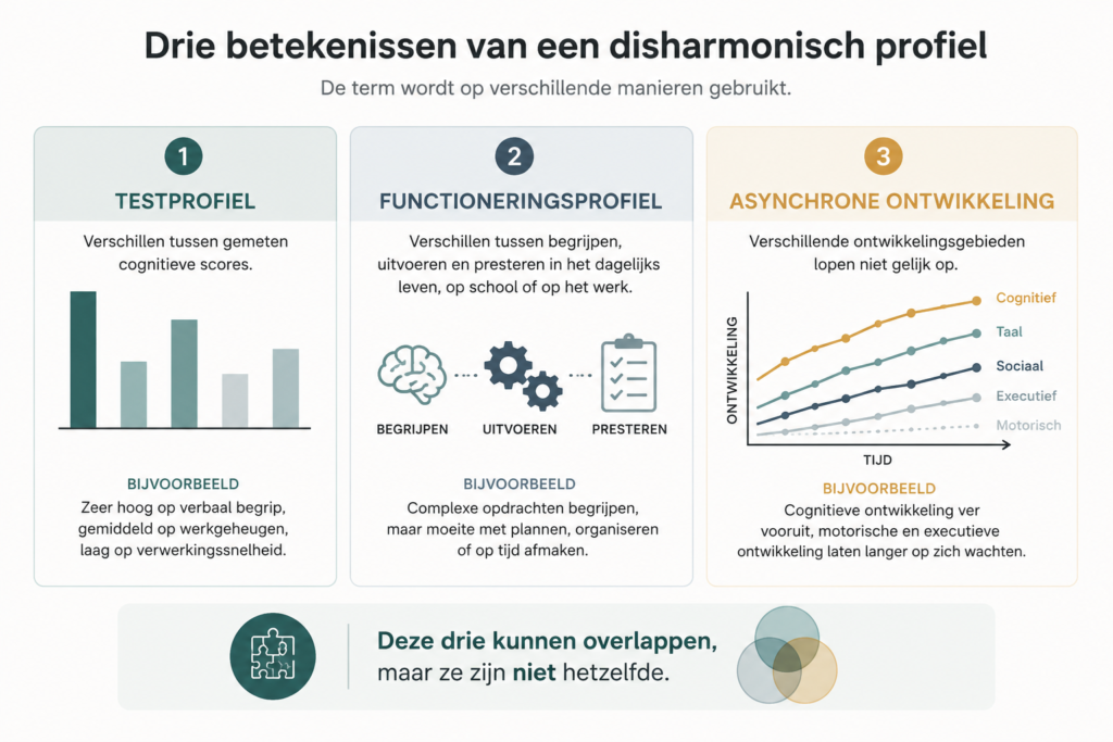 Drie betekenissen van een disharmonisch profiel: testprofiel, functioneringsprofiel en asynchrone ontwikkeling